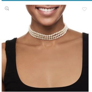 Ross Simons 5-6mm Cultured Pearl Three-Row Choker Necklace, Sterling Silver 14"
